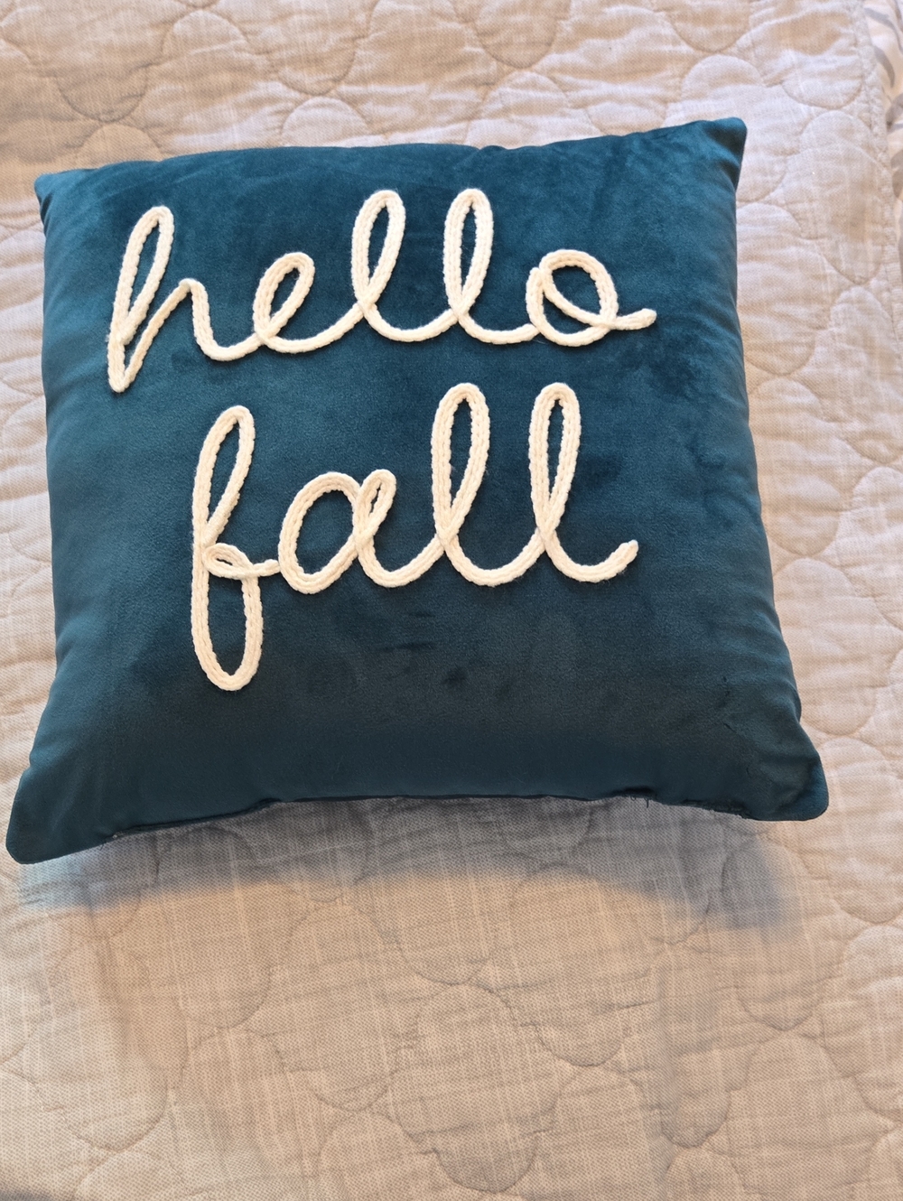Teal "Hello Fall" Decorative Throw Pillow - Brand Unspecified